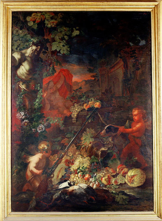 natura morta con genietti (dipinto) by Loth Onofrio (sec. XVIII)